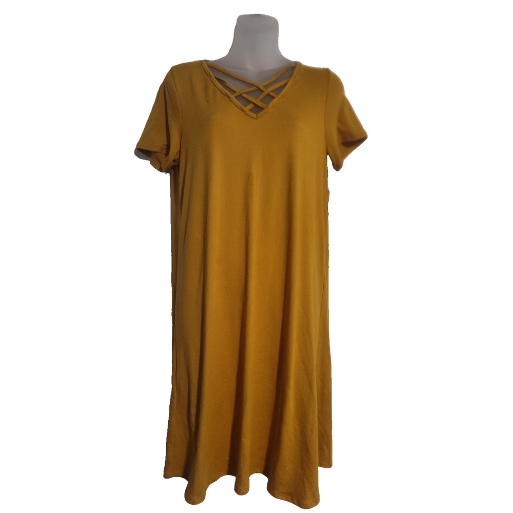24seven Yellow Crisscross Neck Dress Size M Bag 3